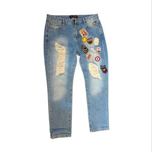 Punkyfish Jeans with Rips and Patches Indie Boho Punky punk